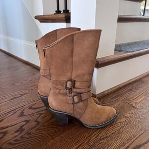 Durango RD036 Womens‎ Brown Suede Knee High Boots Chunky Heel Buckle Detail 8.5